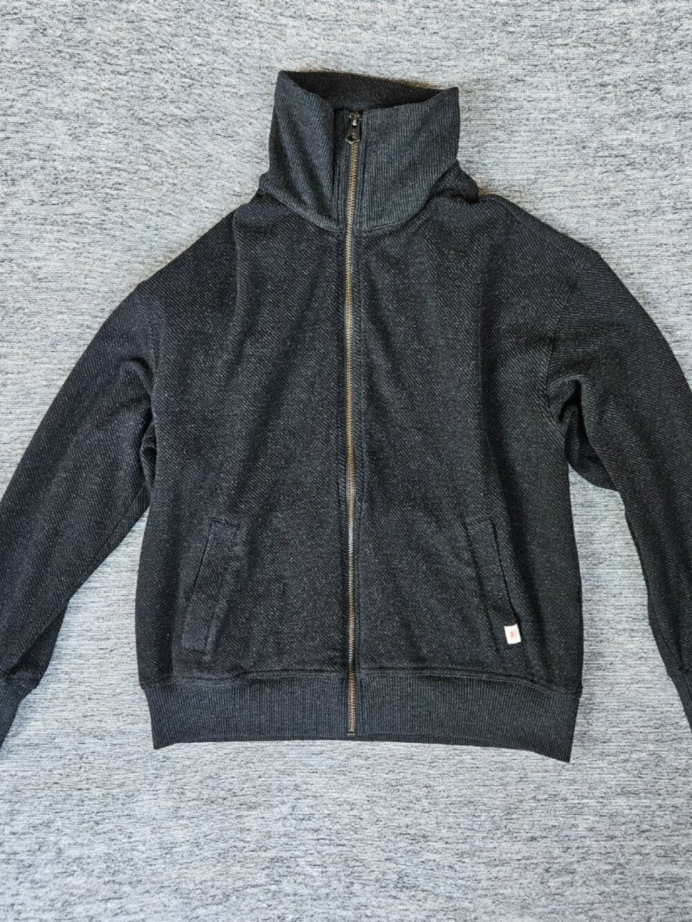 Faherty Legend Lounge Full Zip Heathered Black Twill Womens XS Sweatshirt Jacket - Picture 3 of 11